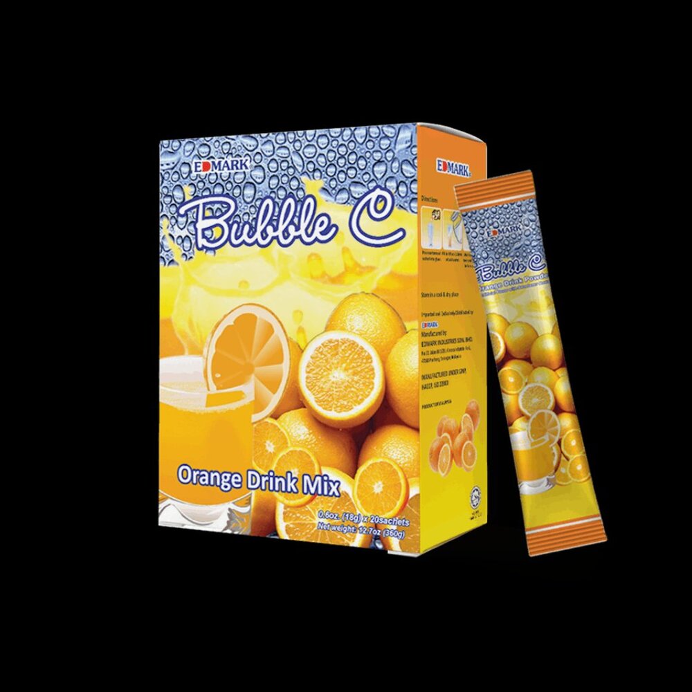 EDMARK Bubble C Instant Orange Drink | Natural Vitamin C & Calcium Boost 20 pack